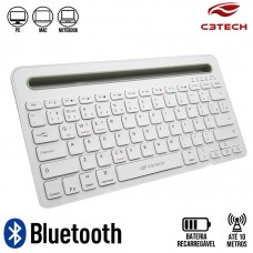 Teclado Bluetooth Multi-Dispositivo RC/BT K-BT100WH C3 Tech - Branco